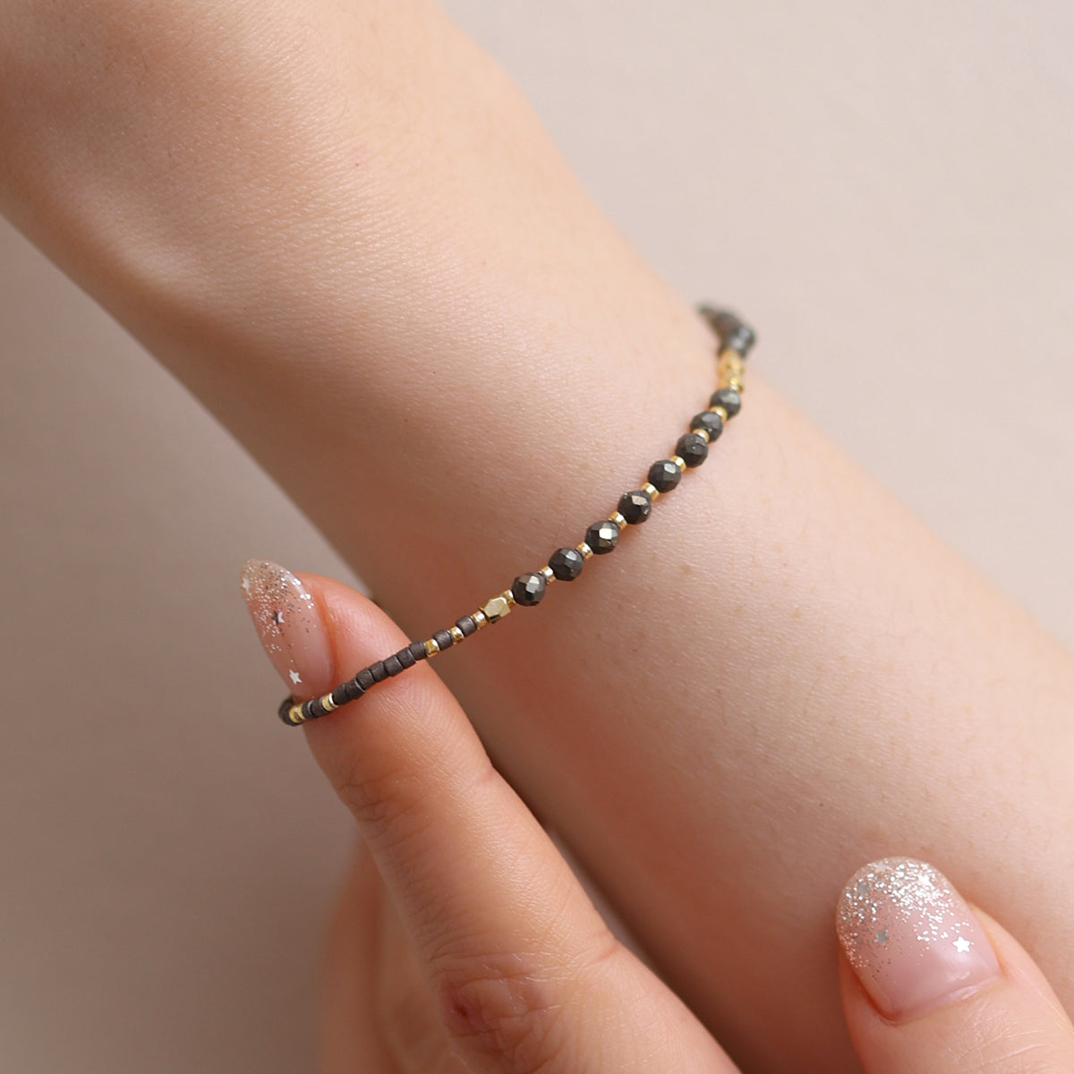 Grey Moonstone beaded bracelet