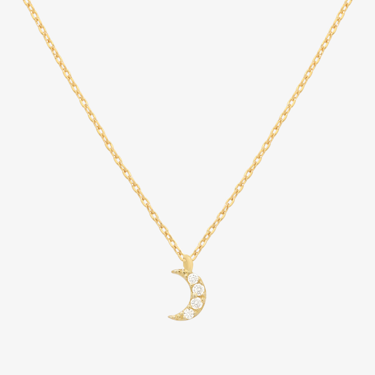 Cubic crescent moon pendant necklace